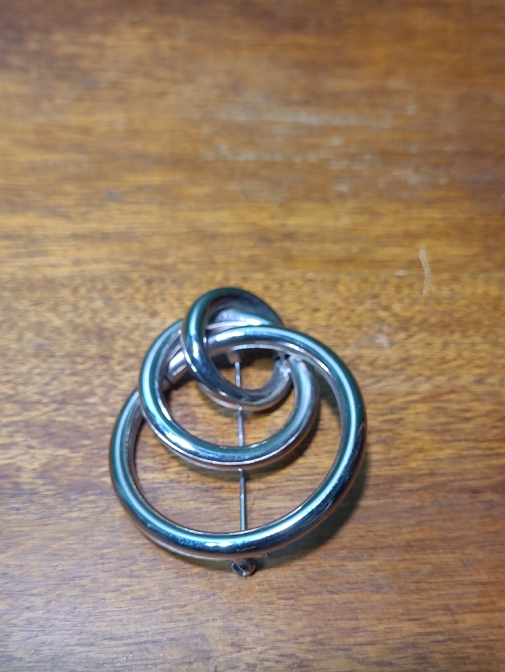 Silver-tone Circle Hoops Brooch Pin